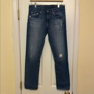 Citizens Of Humanity Blue Ankle Cropped Jeans with Distressed Details